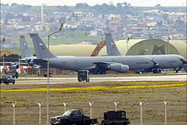 U.S. refueling planes stand stationary at Incirlik airbase near