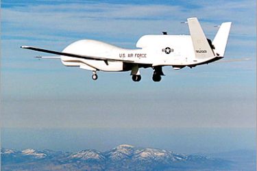 (FILES) Photo dated 23 April 2001 shows a US Air Force's Global Hawk, an unmanned aerial vehicle (UAV) which