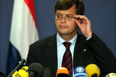 EPA - Netherlands Prime minister Jan Peter Balkenende gestures during a news conference at the end of the European Head of States council at Brussels Friday 17 June
