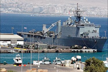 f_The USS Kearsarge prepares to leave the Red Sea port of Aqaba in Jordon 19 August 2005. A