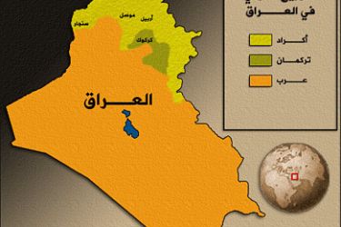 خارطة التوزيع القومي في العراق قياس 476*599 الرجاء عدم استخدامها بسبب استبدال الألوان المعتمدة،،،