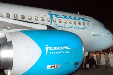 The first Airbus 320 of Jazeera Airways is seen on the tarmac during a launching ceremony for the new private airline, at Kuwait Airport late 29 October 2005. Kuwait's first private,