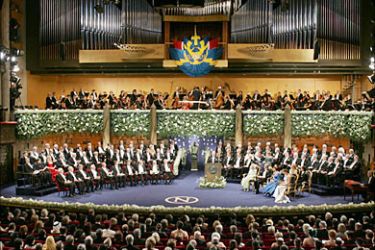 f_Overhead view of the The Nobel Prize ceremony at the Concert Hall in Stockholm, Sweden 10 December