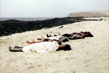 An undated photo release 30 March 2006 by the United Nation High Commissioner for refugees (UNHCR) shows the bodies of men believed to be Somali found on the Yemeni coast of Mayfaa, in Shabwa province (458 kms south-east Sana’a).