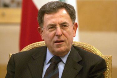 Lebanese Prime Minister Fuad Siniora attends a meeting at the Serail, the seat of government, in Beirut 14 December 2006. Lebanon was pinning its hopes on an Arab solution