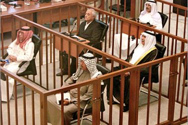 AFP / The six defandants in the Anfal trial sit in the dock during the trial's verdict session in Baghdad, 24 June 2007. An Iraqi court today condemned "Chemical Ali," the most notorious of