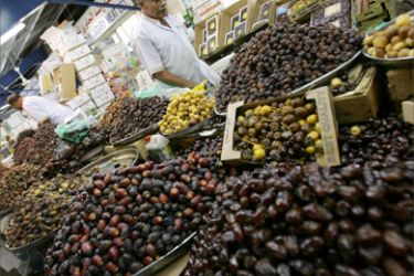Several types of dates are displayed for sale at a market in Dubai 13 September 2007 in the first day of Ramadan
