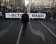 مظاهرات معارضة لاستقلال كوسوفو في بلغراد (رويترز-أرشيف)