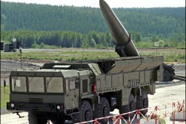 f/An undated file picture shows Russian missile complex "Iskander" on display during a military equipment exhibition in the Siberian town of Nizhny Tagil. Russia has suspended plans to install Iskander missiles in Kaliningrad due to a change in attitude from the new Obama administration in the United States, Interfax quoted a military official as saying on January 28, 2009.