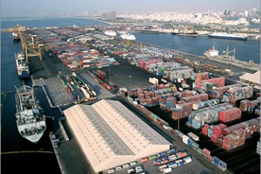 AFP (FILES) An aerial view taken February 24, 2005 shows the commercial, deep-water Port Rashid in Dubai, managed by state-owned Dubai Ports World (DP World). DP World announced on March 25, 3009, a 48 percent growth in last year's profits, though the company said its business was on