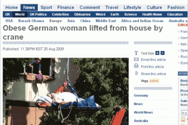 Screen shot: German-woman-lifted-from-house-by-crane