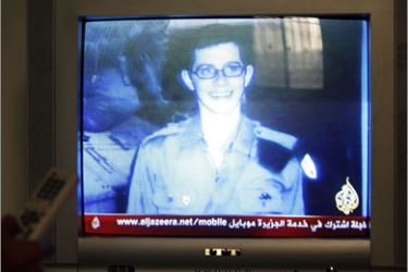 Footage of captured Israeli soldier Gilad Shalit, who was kidnapped by Gaza Strip militants in June 2006, is broadcast in the Arab satellite channel al-Jazeera
