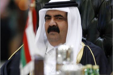 Qatari Emir Hamad bin Khalifa al-Thani attends the Gulf Cooperation Council (GCC) summit in Kuwait City on December 14, 2009. Kuwait's emir opened the Gulf leaders' summit by voicing full support for Saudi Arabia in its fight against Yemeni