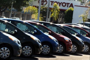 afp : (FILES) Toyota cars are lined up for sale at a Toyota dealership in Santa Monica, California in this February 3, 2010 file photo. The US auto safety agency said February