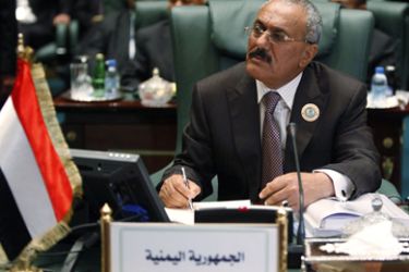 Yemen's President Ali Abdullah Saleh attends the opening session of the 23rd Arab League Summit in Sirte March 27, 2010. Libya's leader Muammar Gaddafi is hosting