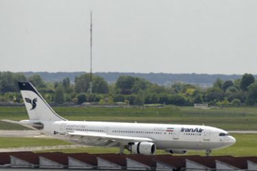 (FILES) A picture taken on May 18, 2010 shows an Iran Air plane at Paris-Orly airport. Airports in Britain, Germany and the United Arab Emirates have refused to offer fuel to Iranian passenger jets after unilateral sanctions imposed by Washington, ISNA news agency said on July 5, 2010.
