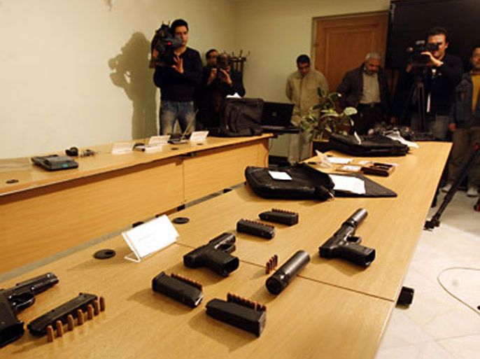 epa02524398 A view inside a courtroom of espionage devices confiscated from Iranian agents allegedly linked to the Israeli Mossad who were allegedly behind the assassination of Iranian nuclear scientist Massoud Ali-Mohammadi in January