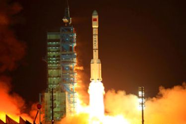 China's Long March 2F rocket carrying the Tiangong-1 module, or "Heavenly Palace", blasts off from the Jiuquan launch centre in Gansu province on September 29, 2011. China took its first step towards building a space station when it launched an experimental module ahead of National Day celebrations.