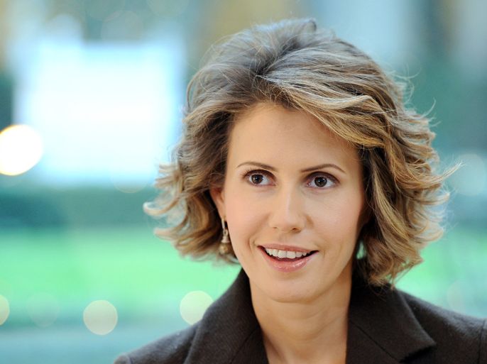 A picture taken on December 11, 2010 shows Syrian First Lady Asma al-Assad speaking at the Bristol Hotel in Paris. President Bashar al-Assad's wife Asma, a Western-educated former banker and style icon, faces an EU travel ban and asset freeze along with other members of Assad's family, diplomats said on March 22, 2012