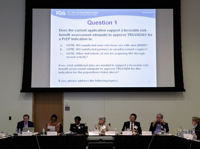 Maryland, UNITED STATES : SILVER SPRING, MD - MAY 10: The U.S. Food and Drug Administration (FDA) Antiviral Drugs Advisory Committee holds a meeting to vote on whether Gilead Sciences' Truvada should be approved as a preventative treatment for people who are at high risk of contracting HIV through sexual intercourse May 10, 2012 in Silver Spring, Maryland. Already approved to treat people infected with HIV, Truvada would be a milestone in the worldwide AIDS epidemic by offering a tablet capable of preventing infection in high-risk individuals.