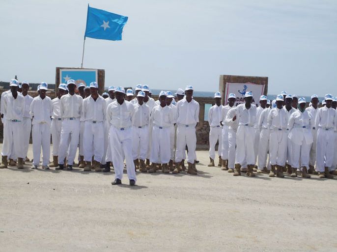 الاستعراض العسكري لقوات البحرية الصومالية في فبراير الماضي من عام2012