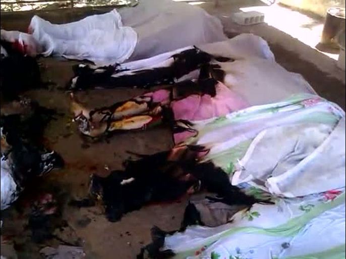 afp : An image grab taken from a video uploaded on YouTube on August 24, 2012 allegedly shows partially charred bodies lying in the town of Daraya, on the outskirts of Damascus. Hundreds of bodies have been found in the town outside Damascus after a ferocious five-day assault by the Syrian army, a watchdog said on Sunday, as activists accused government forces of a "massacre".