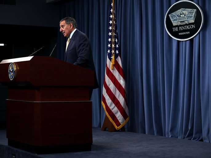 ARLINGTON, VA - OCTOBER 18: U.S. Secretary of Defense Leon Panetta makes a statement during a news briefing October 18, 2012 at the Pentagon in Arlington, Virginia. The Pentagon held a briefing on efforts to enhance the financial health of the force. Panetta also announced that President Barack Obama has nominated Army Gen. David Rodriguez to succeed Gen. Carter Ham to lead the Africa Command. Alex Wong/Getty Images/AFP== FOR NEWSPAPERS, INTERNET, TELCOS & TELEVISION USE ONLY ==