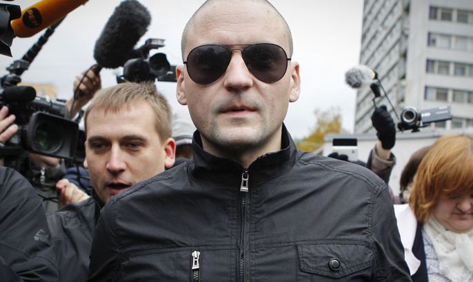 Title: Left Front opposition movement leader Sergei Udaltsov arrives at the the Investigative Committee in Moscow