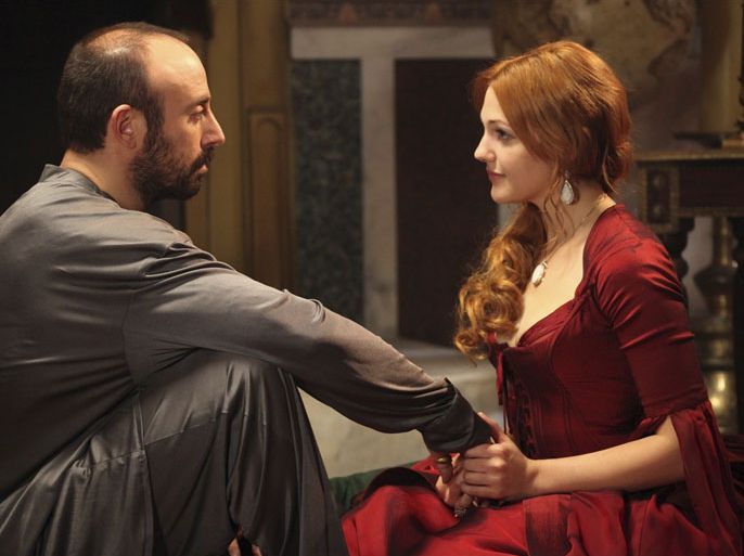An undated still picture shows actors Halit Ergenc as Suleiman the Magnificent (L) and Meryem Uzerli as Hurrem in a scene from the television drama "The Magnificent Century". A steamy television period drama about a 16th century sultan has angered conservative Muslims in Turkey and sparked a debate over the portrayal of the past in a country rediscovering its Ottoman heritage. "The Magnificent Century" chronicles the life of Suleiman the Magnificent, who ruled the Ottoman Empire during its golden age, showing a young and lusty sultan in the