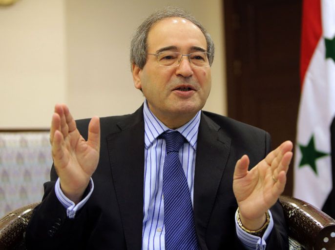 Syrian Deputy Foreign Minister Faisal Meqdad speaks during an interview with AFP in Damascus on November 14, 2012. France's recognition of a new opposition bloc as the Syrian people's sole representative was "immoral" and only encourages more destruction, Meqdad said