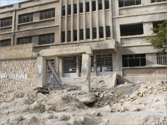 مدرسة مدمرة بمدينة حلب (الجزيرة)