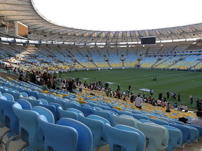 A general view of the newly open Maracana stadium, the jewel of the Brazil 2014 World Cup, in Rio de Janeiro, Brazil, on 27 April 2013. The stadium opens its doors on27 April 2013 after some reforms with a friendly match and the participation of Brazil President, Dilma Rousseff, among 27,500 guests