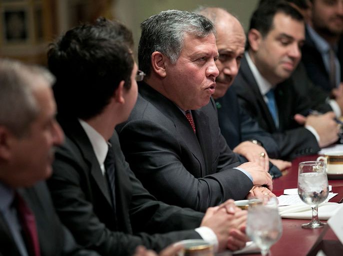 Jordan's King Abdullah meets with members of the Senate Appropriations Committee at the U.S. Capitol April 24, 2013 in Washington, DC. Abdullah is scheduled to meet with members of the Senate leadership later in the day.