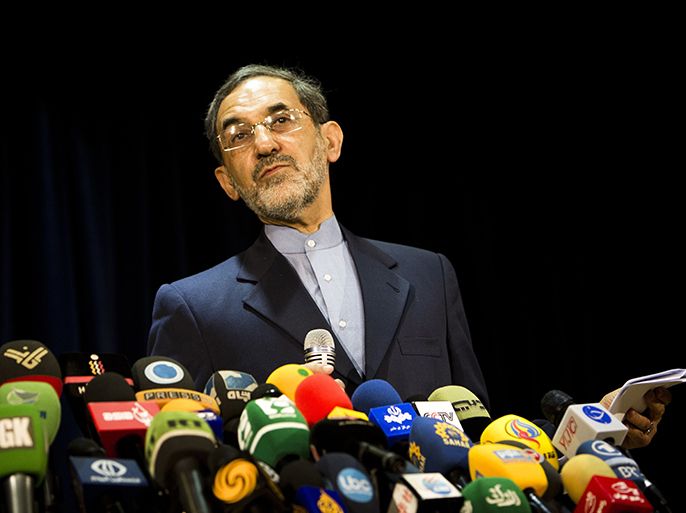 Iranian conservative Ali Akbar Velayati, adviser to Iran's supreme leader Ayatollah Ali Khamenei, speaks during a press conference after registering his candidacy for the upcoming presidential election at the interior ministry in Tehran on May 11, 2013. Iran will close the five-day registration period for candidates in Iran's June 14 presidential election, with a string of conservative hopefuls in the running but with key reformists yet to come forward, media reports said. AFP PHOTO/BEHROUZ MEHRI