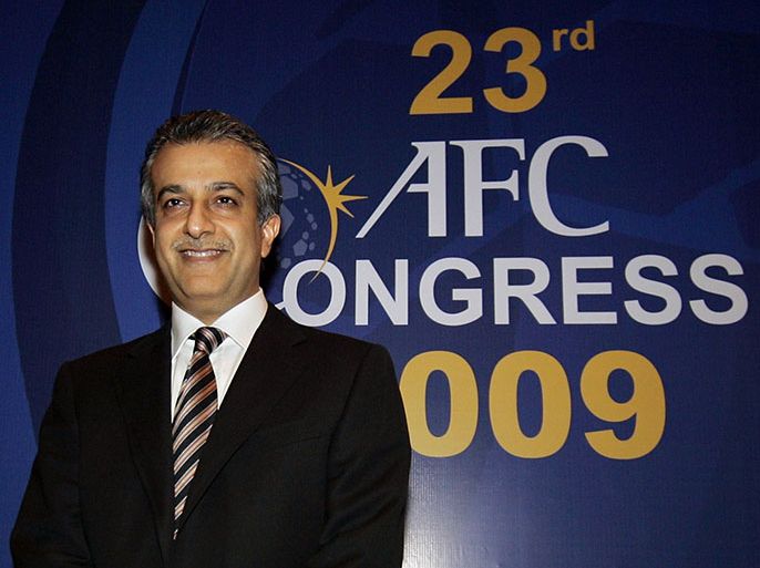 Kuala Lumpur, -, MALAYSIA : (FILES) This file photo taken on May 7, 2009 shows Bahrain's Sheikh Salman bin Ebrahim Al Khalifa arriving for the 23rd Asian Football Conderation (AFC) Congress 2009 in Kuala Lumpur. Bahrain's Sheikh Salman bin Ebrahim Al Khalifa was voted the new president of the Asian Football Confederation (AFC) on May 2, 2013, to replace disgraced ex-leader Mohamed bin Hammam. AFP PHOTO / FILES / KAMARUL AKHIR