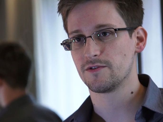 This still frame grab recorded on June 6, 2013 and released to AFP on June 10, 2013 shows Edward Snowden, who has been working at the National Security Agency for the past four years, speaking during an interview with The Guardian newspaper at an undisclosed location in Hong Kong