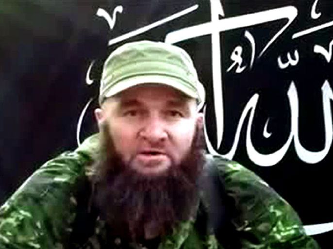 This screen grab taken from undated video posted on July 3, 2013, on the Islamist rebel mouthpiece kavkazcenter.com shows a man identified as Russia's top Islamist leader Doku Umarov recording his appeal in an undisclosed location. Umarov, who is Russia's most wanted man, called in a video released
