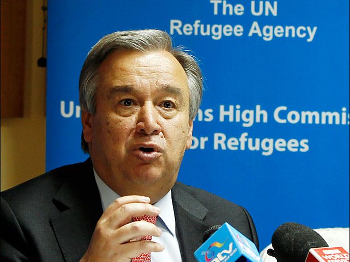 United Nations High Commissioner for Refugees (UNHCR) head Antonio Guterres addresses a news conference in Kenya's capital Nairobi, July 10, 2013. Tens of thousands of Somali refugees have returned home as security in their homeland has improved, the United Nations said on Wednesday, saying it would support a further 60,000 refugees who are ready to go back. REUTERS/Thomas Mukoya (KENYA - Tags: CIVIL UNREST POLITICS SOCIETY)