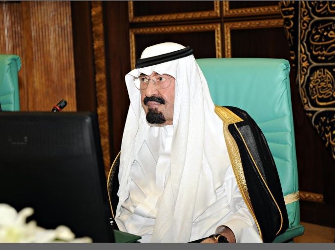Saudi King Abdullah attends the opening ceremony of the Organisation of Islamic Conference (OIC) summit in Mecca August 14, 2012. Leaders of Muslim countries are expected to suspend Syria's membership of the OIC at a summit in Mecca on Wednesday, despite the vocal objections of President Bashar al-Assad's main ally Iran.