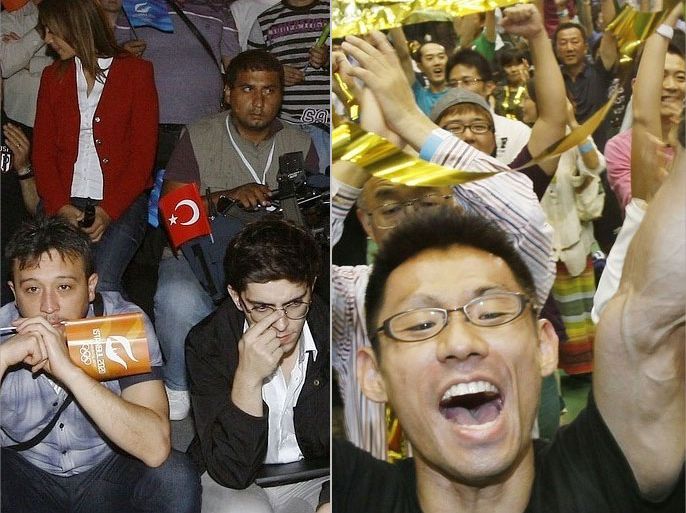 فرحة اليابانيين بفوز طوكيو بشرف استضافة دورة الألعاب الأولمبية وحزن الأتراك على خسارة مدينتهم إسطنبول في السباق الأولمبي