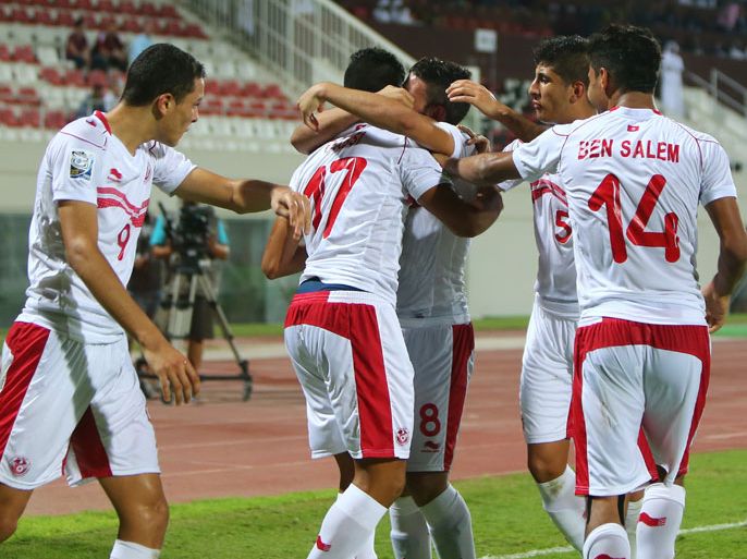 Maher Gabsi (C) of Tunisia celebrates after scoring a goal against Russia in their football match in the FIFA U-17 World Cup 2013, at Sharjah Stadium, in Sharjah, on October 21, 2013. AFP PHOMaher Gabsi (C) of Tunisia celebrates after scoring a goal against Russia in their football match in the FIFA U-17 World Cup 2013, at Sharjah Stadium, in Sharjah, on October 21, 2013. AFP PHOTO/MARWAN NAAMANIMaher Gabsi (C) of Tunisia celebrates after scoring a goal against Russia in their football match in the FIFA U-17 World Cup 2013, at Sharjah Stadium, in Sharjah, on October 21, 2013. AFP PHOTO/MARWAN NAAMANITO/Maher Gabsi (C) of Tunisia celebrates after scoring a goal against Russia in their football match in the FIFA U-17 World Cup 2013, at Sharjah Stadium, in Sharjah, on October 21, 2013. AFP PHOTO/MARWAN NAAMANIMaher Gabsi (C) of Tunisia celebrates after scoring a goal against Russia in their football match in the FIFA U-17 World Cup 2013, at Sharjah Stadium, in Sharjah, on October 21, 2013. AFP PHOTO/MARWAN NAAMANIMARWAN NAAMANI