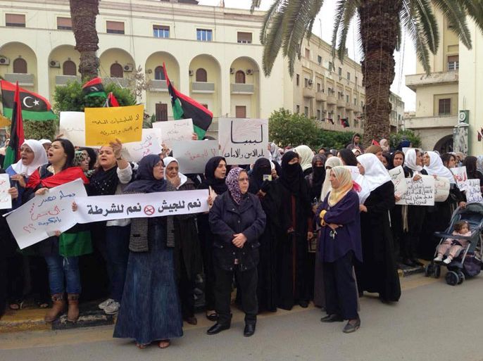 احتجاج لنساء ليبيات من طرابلس ضد الميليشيات- خالد المهير