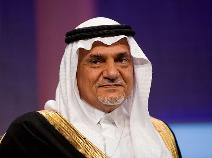 epa01500664 Former Saudi Arabia ambassador, Prince Turki Al Faisal Saud during a panel discussion at the second day of the annual Clinton Global Initiative in New York, New York, USA, 25 September 2008. The meeting, which runs from September 24 through 26, is led by former US president, Bill Clinton to address poverty, health, climate change, and other worldwide issues drawing activists and political leaders from around the world. EPA/RAMIN TALAIE