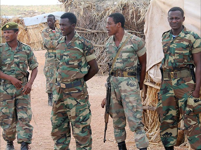 جنود إثيوبيون في مدينة بلدوين في محافظة هيران بوسط الصومال أكتوبر عام 2012.