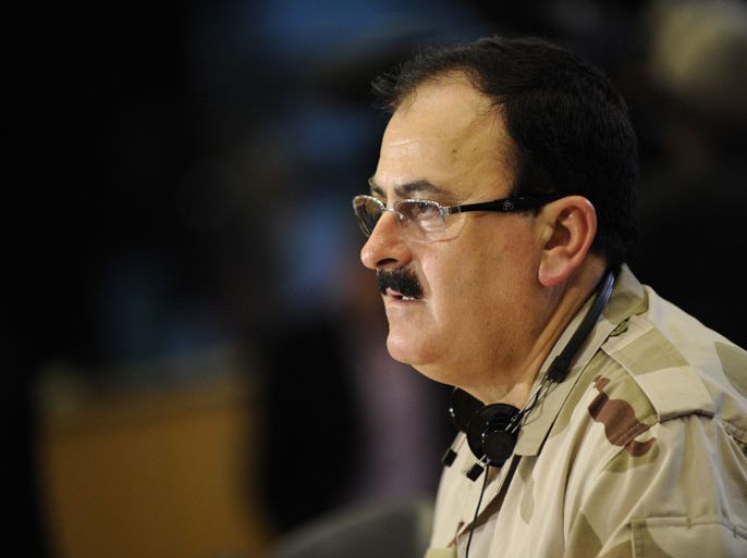 THY09 - Brussels, -, BELGIUM : (FILES) This photo taken on March 6, 2013, shows chief commander of the Free Syrian Army Brigadier General Selim Idriss speaking during a press confrence at the European Union Parliament in Brussels. The Free Syrian Army announced on February 16, 2014