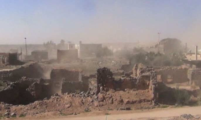 الدمار ببلدة معربة بريف درعا الشرقي جراء البراميل المتفجرة