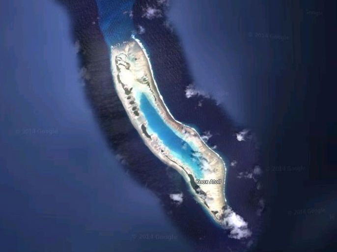 ناديكديك أتول أو نوكس أتول جزيرة نمت في المحيط الهادي -- سكرين شوت من خرائط غوغل