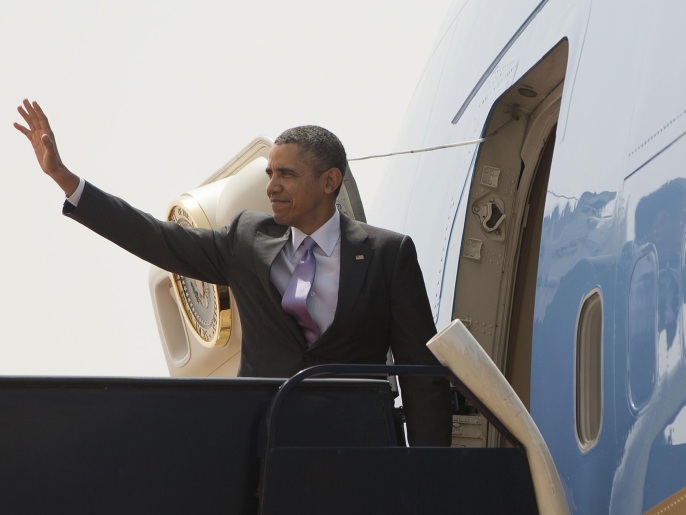 أوباما يغادر الرياض بعد طمأنة ملك السعودية على الموقف من سوريا وإيران (أسوشيتد برس)