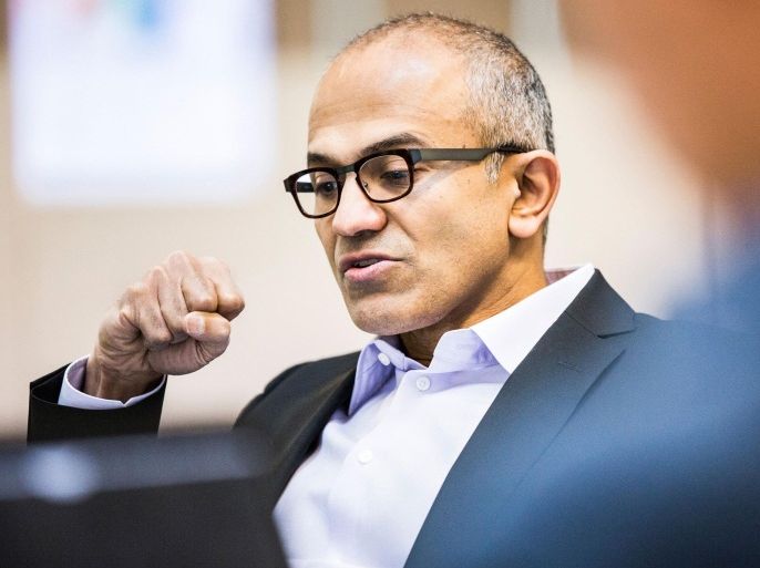 Satya Nadella, executive vice president of Microsoft's Cloud and Enterprise group, is seen in this undated Microsoft handout photograph released on February 4, 2014. Microsoft Corp named Nadella as its next chief executive officer on Tuesday, ending a longer-than-expected search for a new leader after Steve Ballmer announced his intention to retire in August. Nadella is only the third CEO in Microsoft's 39-year history, following co-founder Bill Gates and Ballmer. REUTERS/Microsoft/Handout via Reuters (UNITED STATES - Tags: BUSINESS PROFILE SCIENCE TECHNOLOGY) ATTENTION EDITORS - THIS IMAGE WAS PROVIDED BY A THIRD PARTY. FOR EDITORIAL USE ONLY. NOT FOR SALE FOR MARKETING OR ADVERTISING CAMPAIGNS. NO SALES. NO ARCHIVES. THIS PICTURE IS DISTRIBUTED EXACTLY AS RECEIVED BY REUTERS, AS A SERVICE TO CLIENTS. MANDATORY CREDIT