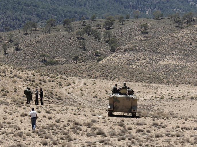 Des soldats de l'armée tunisienne patrouillent près de la frontière algérienne et du mont Chaambi (Tunisie), le 11 juin 2013. ( REUTERS)